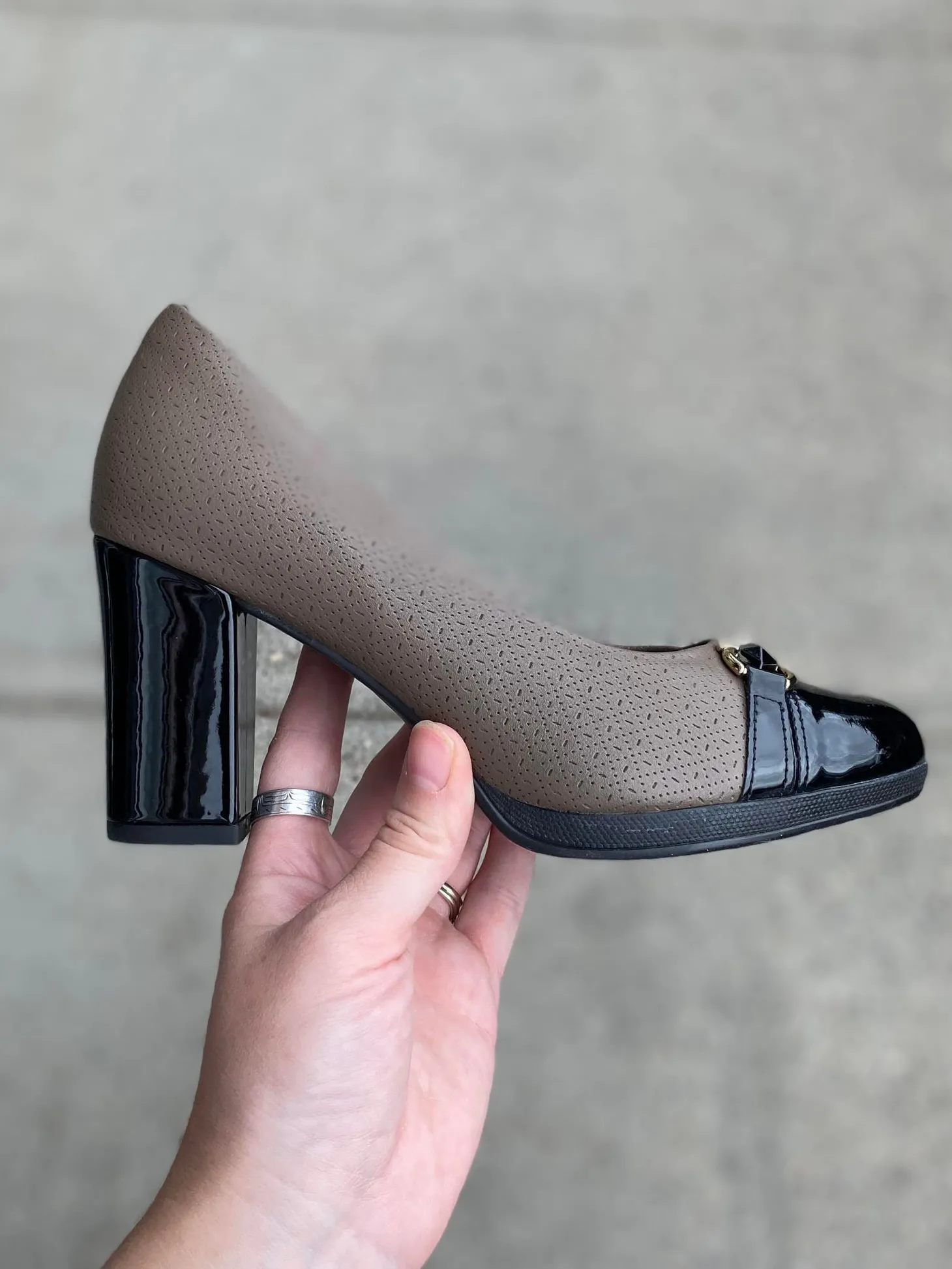 Loafer Heel Piccadilly - 2 Tone - Taupe With Black